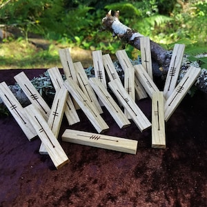 Oak Celtic Ogham Staves - Engraved Wood Divination, Psychic Reading, Druid, Wicca