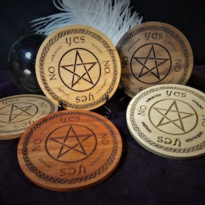 4&quot; Pentacle & Celtic Knotwork Pendulum Board - Engraved, Solid Domestic or Exotic Hardwood