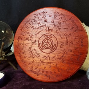9&quot; Hekate Pendulum Board - Engraved, Solid Wood - Astrological