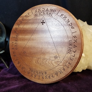 Table of Practice - 9&quot; Engraved, Solid Wood - English Archangels/Celestial Planetaries