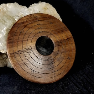 Fionn&#39;s Window - 9&quot;  engraved wood Ogham Scrying, Divination and Meditation Board