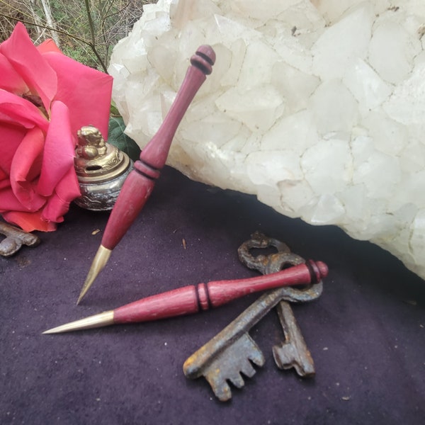 Candle Scribe - Purpleheart, Brass w/ Dragon's Blood polish