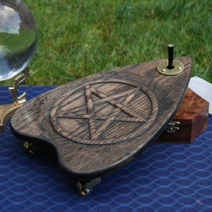 Large Automatic Writing Planchette (Solid Wood) - Brass wheels