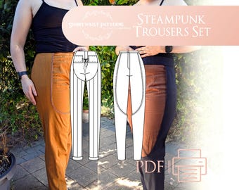 Steampunk Trousers & Chaps Set | PDF Pattern Sizes 6-30