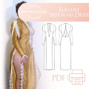 Elegantes Meerjungfrauen-Kleid | PDF Schnittmuster Größen 6-30