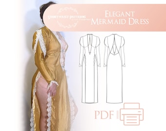 Elegant Mermaid Dress | PDF Pattern Sizes 6-30