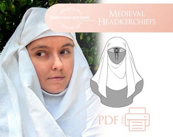 Medieval Headkerchiefs - Fillet, Wimple, Kerchief | One Size Pattern PDF