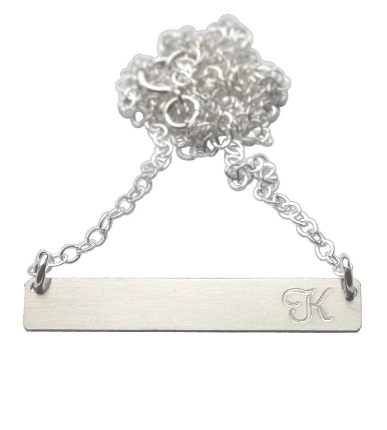 Wedding Sorority Engraved Bar Necklace Best friend gift Bridesmaid gif Custom Engrave Dainty Initial Sterling Silver Necklace