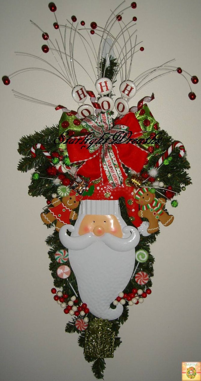 Screen Door Decor Christmas Swag Pine Teardrop Swag Christmas Decoration Santa Swag Holiday Swag Holiday Wreath