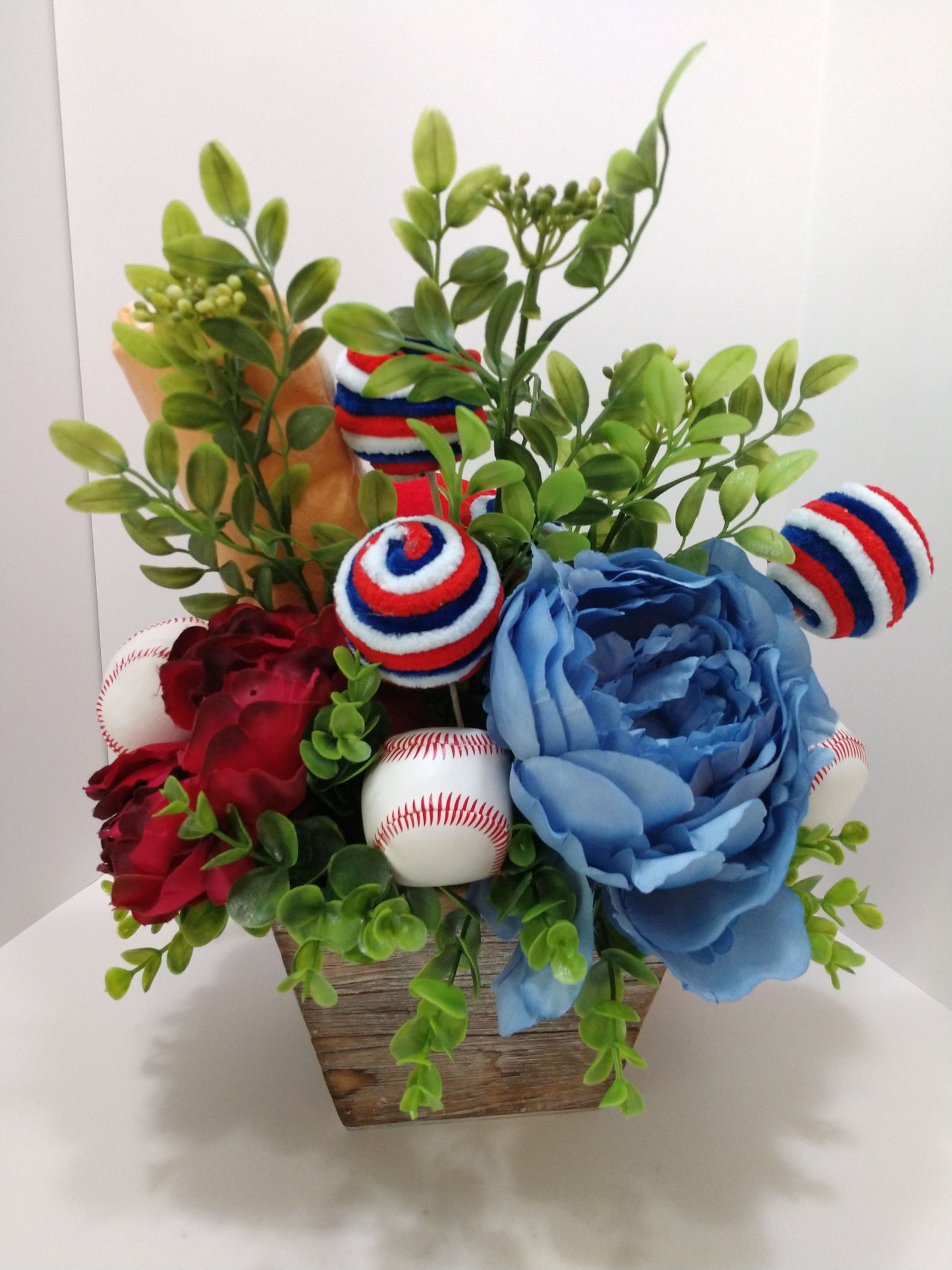 Baseball Floral Centerpiece Summer Arrangement Peony Table Etsy
