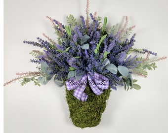 Lavendel und Heide Blumenkorb Türhänger, Sommerkranz Korb für Ihre Haustür
