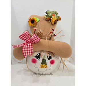 Light Brown Hat Scarecrow Wreath Attachment for your Fall Decor - Autumn Scarecrow Enhancement