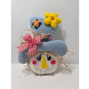 Denim Hat with Yellow Flower Scarecrow Wreath Attachment for your Fall Decor - Autumn Scarecrow Enhancement