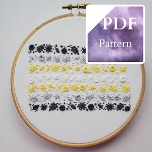 7 Color Pride Flag Embroidery Pattern - Stitching Guide Included - Beginner Friendly - PDF Files | LGBTQIA+ | Floral Embroidery | DIY