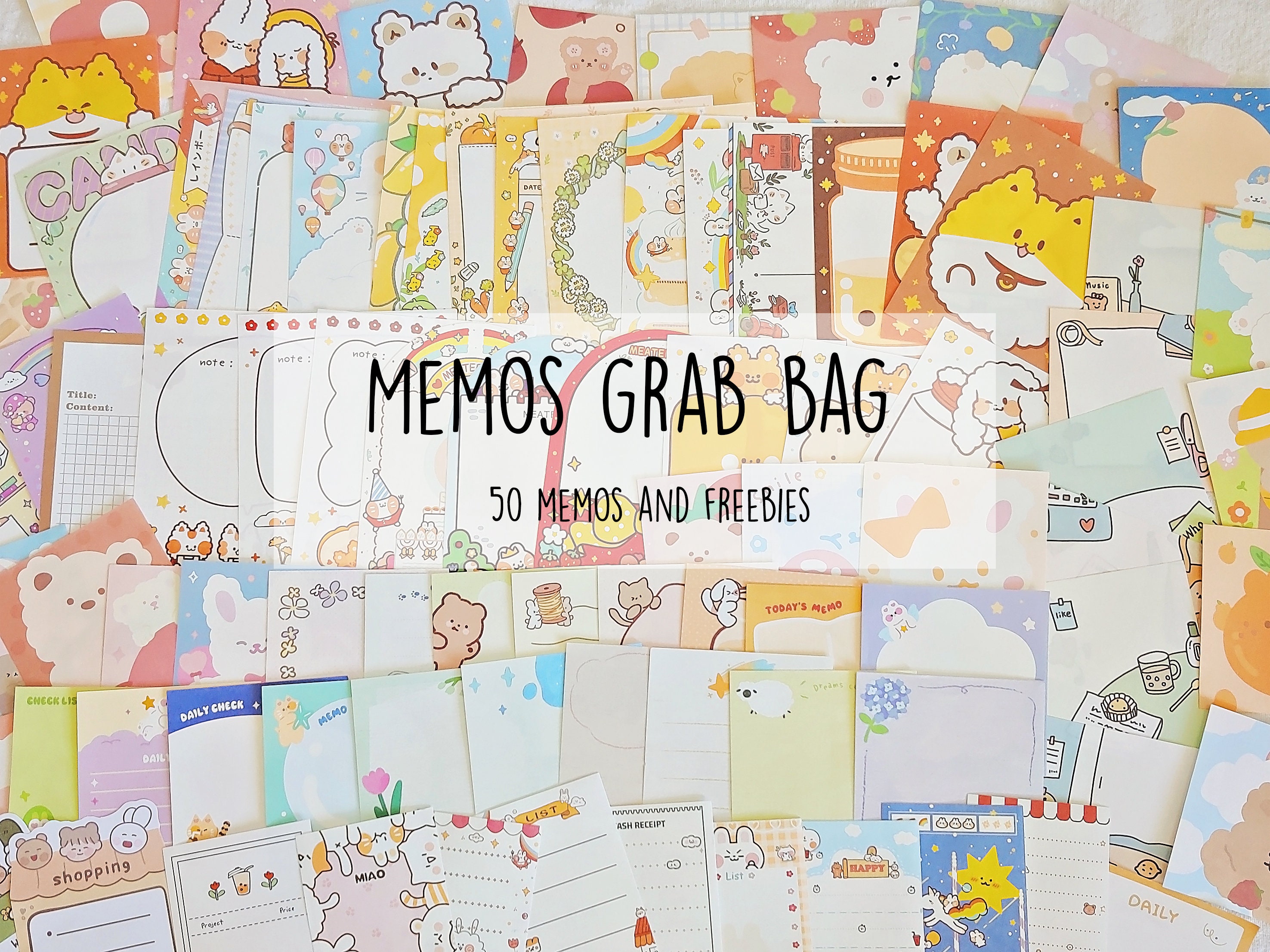 50+ cute colorful memos grab bag vibrant rainbow bears bunnies perfect for planners journals decoration penpal exchange