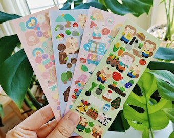 10 cute polco holo bears cats bunnies foods smol sticker sheet sets ~ planners and journals decorations ~