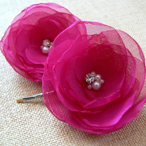 Fuchsie Hochzeit Blumen fuchsia Fascinator Hochzeit Haarclips Accessoires Brautjungfer Haarteil Hochzeit Haarteil Brautblumen