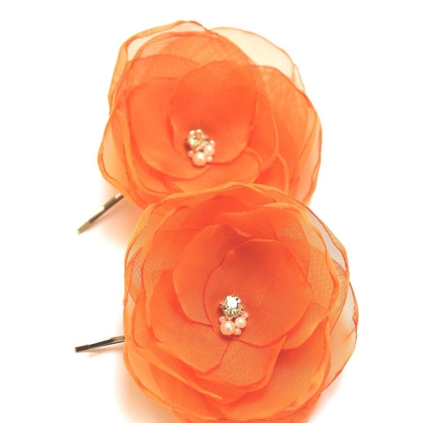 Orange Hair Clips Etsy
