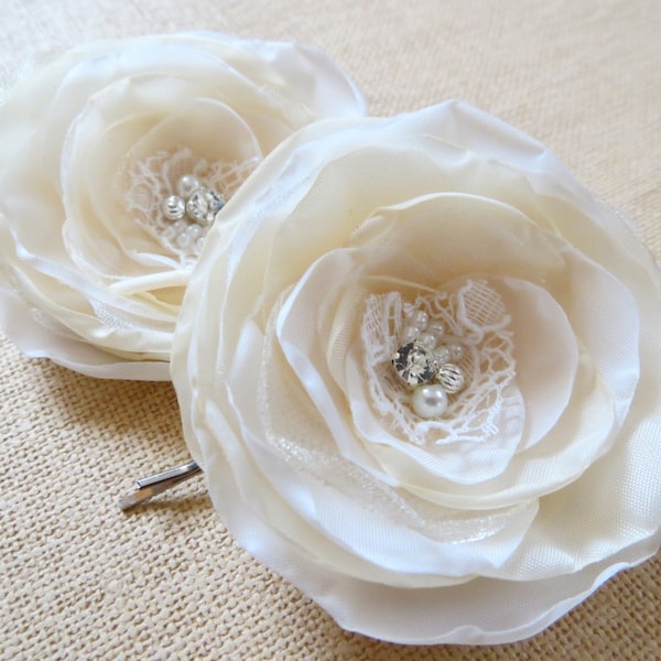 Ivory cream wedding bridal flower hair clips bridal hair accessories bridal floral headpiece wedding hair accessory