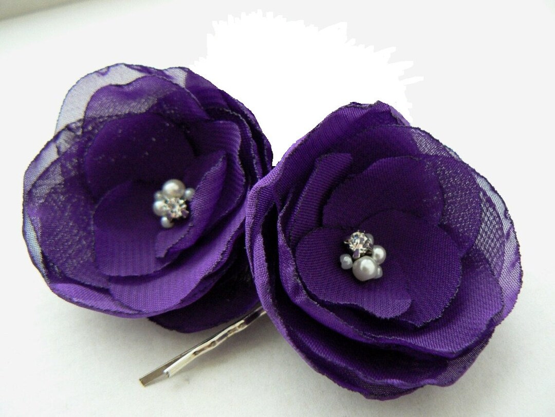 Purple Hair Clips Wedding Accessories Headpiece Hair Flowers Etsy