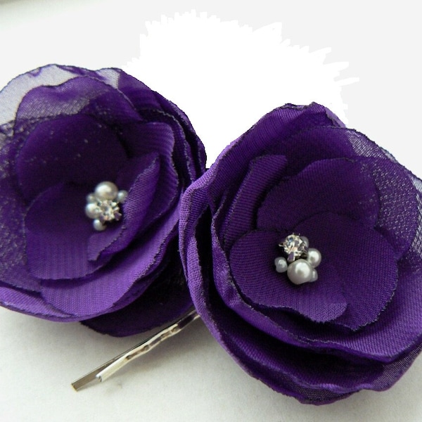 Purple hair clips wedding accessories headpiece hair flowers bridal bridesmaids flower girls hair fascinator hair piece bridal hair pins