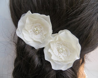 Ivory bridal hair flowers , bridal hairpiece, bridal hair clips, wedding hair accessories, wedding hair flower