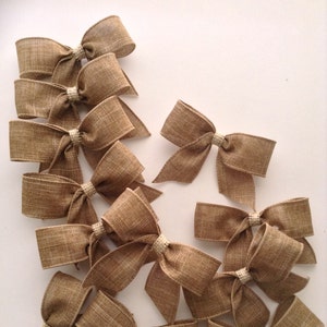 Burlap Small Bows / Set 12 Bows / Natural Decorative Bows / Burlap Decor / Mason Jars Bows / Wedding  Decor Bows /Gift Wrap Bows /Small Bows