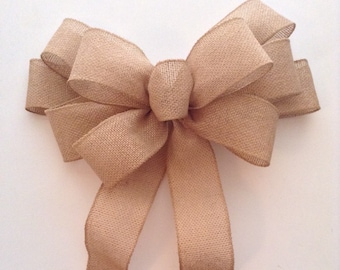 Handmade Burlap Christmas Bow: Wired Ribbon Wreath Decor