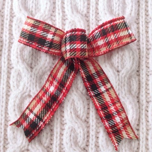 Christmas Plaid Bows: Handmade Wool Wired Ribbon, Set of 10