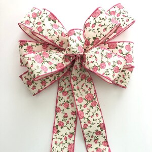 Floral Pink Wreath Bow / Wreath Bow / Pink Chintz Ribbon - Etsy