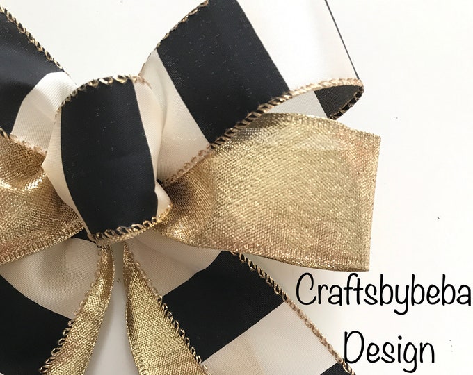 Black and Gold Christmas / Christmas Tree Bows / Xmas - Etsy