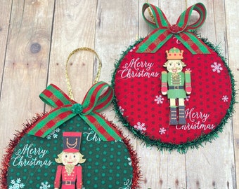 Nutcracker Christmas Ornaments / Set 2 Ornaments / Handmade Christmas Tree Ornaments / Christmas Fabric Nutcracker Decoration / Ornaments