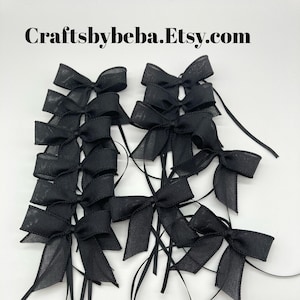 Black Decorative Bows - Set of 12 - Halloween Party Favors