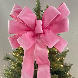 Pink Velvet Christmas Tree Topper : Wreath Bow - Etsy