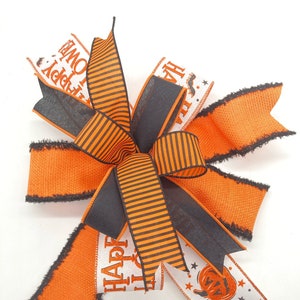 Nœud de couronne d&#39;Halloween orange et noir : décoration de citrouille, nœud de lanterne