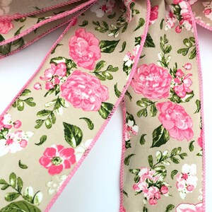Pink Wreath Bow / Floral Pattern Wreath Bow / Spring Decorative Bow ...