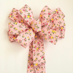 Pink Floral Wreath Bow / Vintage Pink Floral Decorative Bow / - Etsy