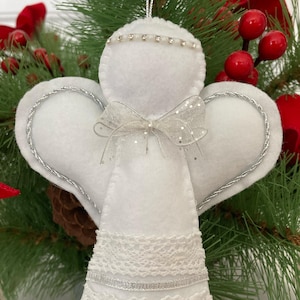 White Felt Angel Christmas Ornament: Handmade Tree Decoration