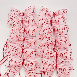 Candy Cane Christmas Tree Bows: Red & White Peppermint Decor - Set of 12