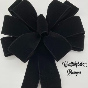 Black Velvet Christmas Bow: Handmade Wired Ribbon Wreath Decor