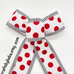 Polka Dots Red Black Christmas Tree Bows Christmas Gift Wrap Polka Dots Bows Red White Black Wreath Bows Lantern Whimsical Polka Dots Xmas