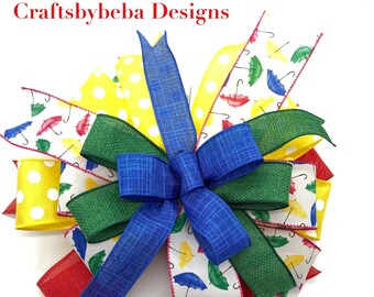 Umbrella Summer Bow: Handmade Colorful Tree Topper (14-inch)