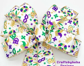 mardi gras bow for wreath