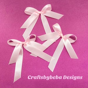 Pink Satin Decorative Bows - Set of 12 - Baby Shower Decor