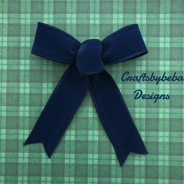 Christmas Blue Decorative Bows / Set of 12 Bows / Xmas Navy Blue Bows / Navy Blue Velvet Decorative Bows / Christmas Tree Bows / Velvet Bows