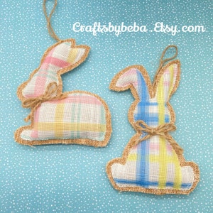 Plaid Fabric Easter Ornaments: Handmade Bunny & Rabbit Set
