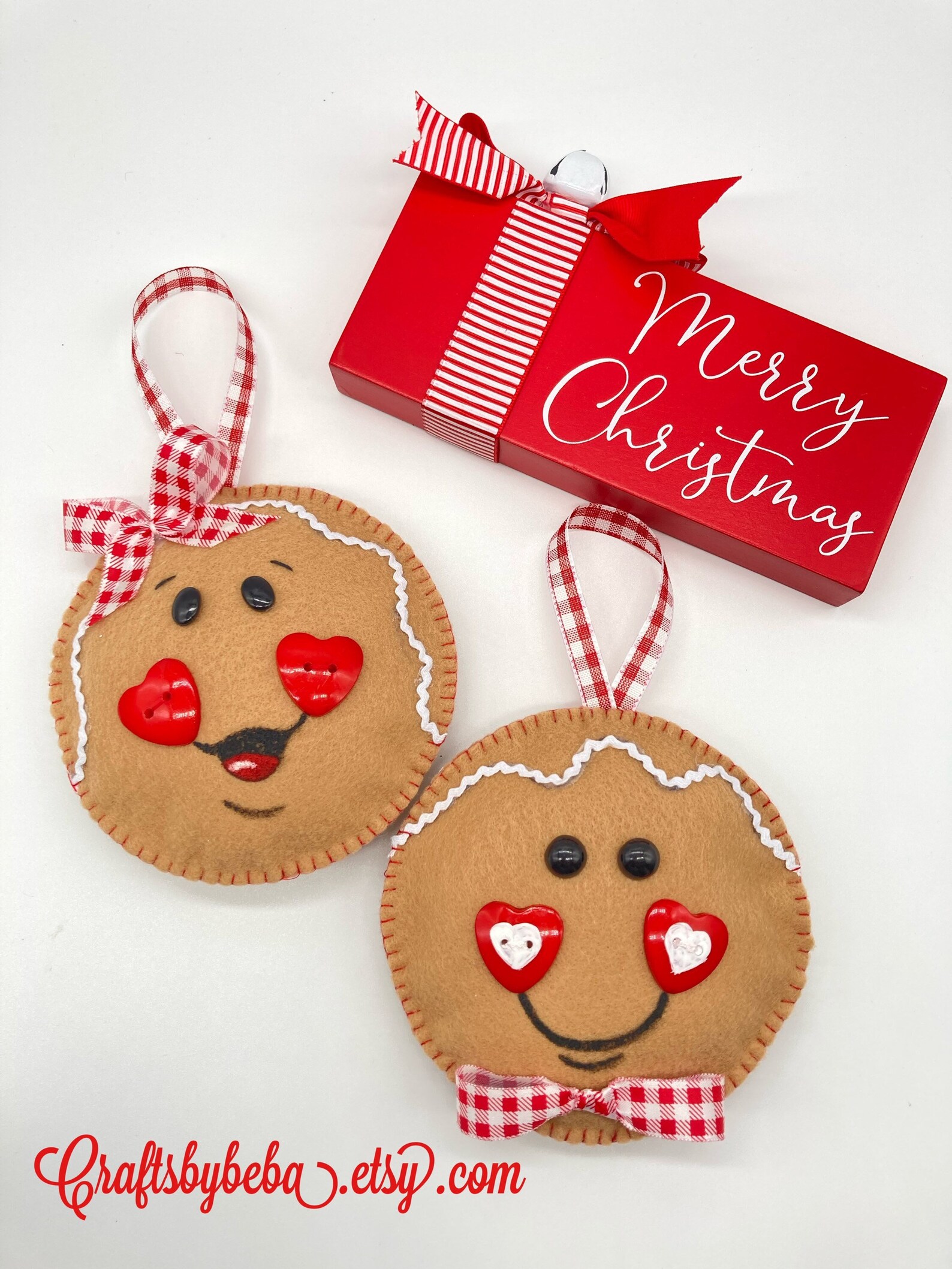 Gingerbread Christmas Ornaments / Set 2 Ornaments / Felt | Etsy