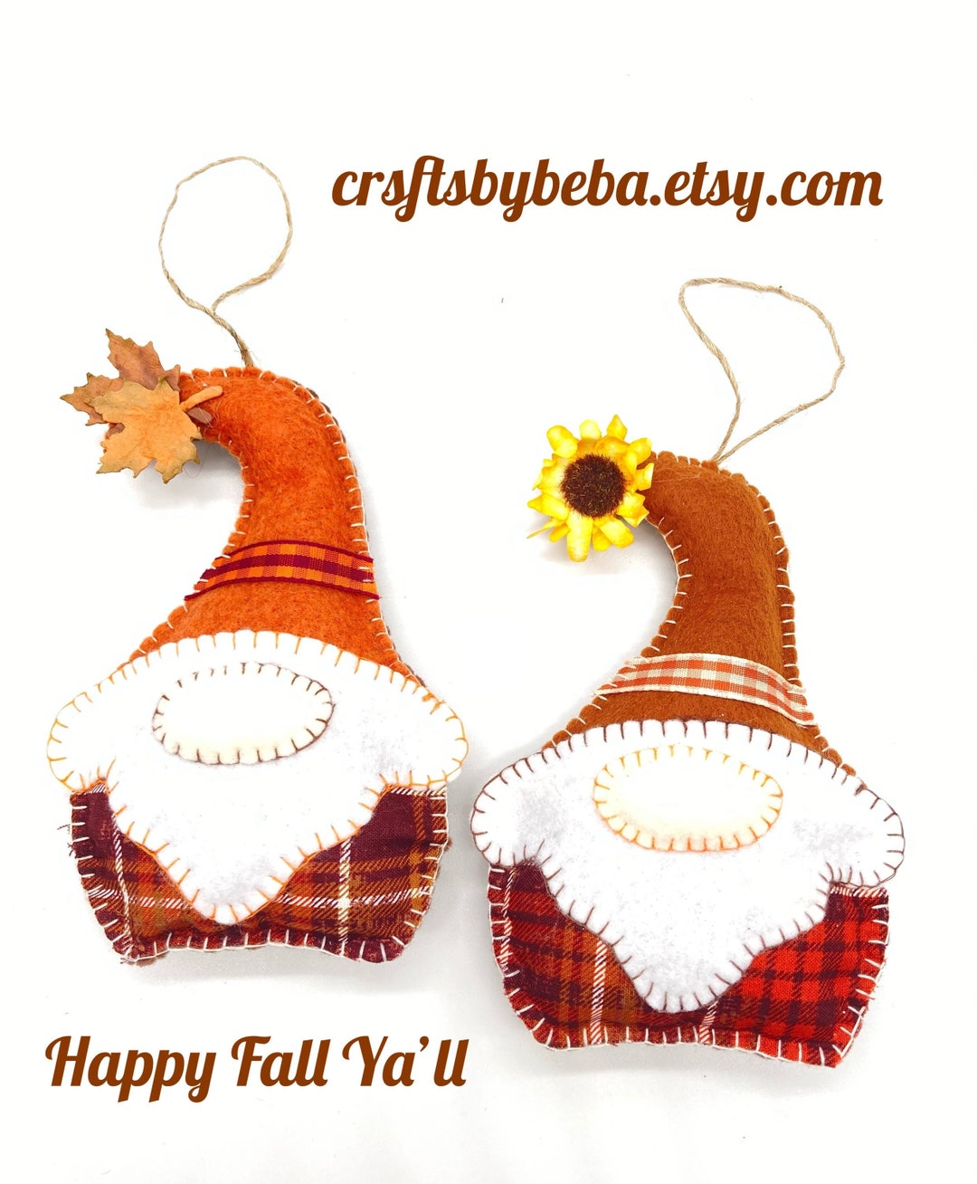 Gnome Felt Ornaments / Set 2 Ornaments / Fall Gnomes Ornaments / Harvest Gnomes Hanging