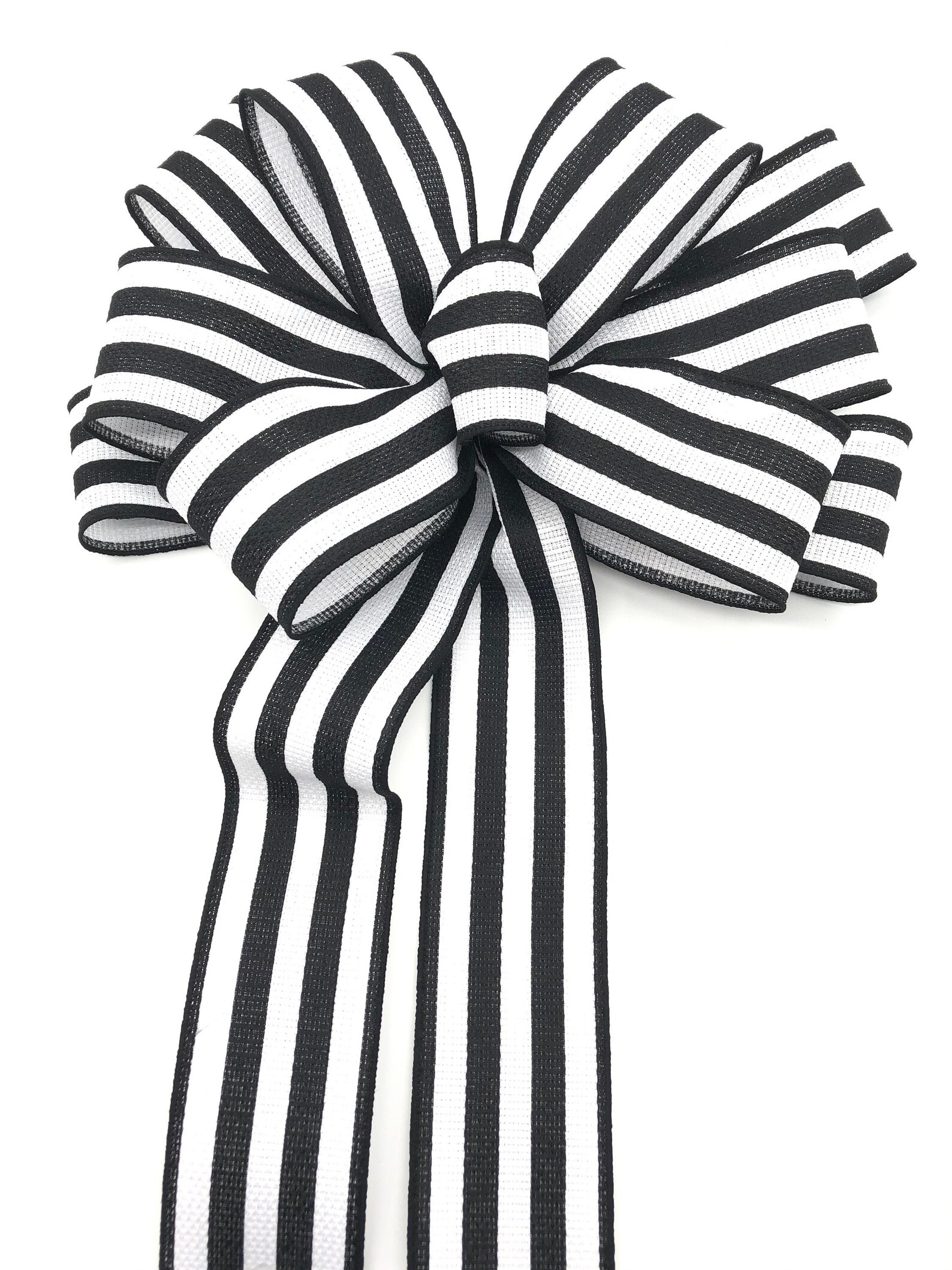 Black and White Wreath Bow / Black and White Decorative Bow / Etsy