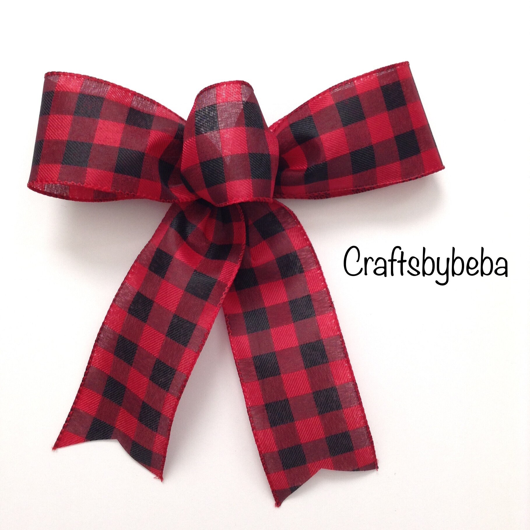 10 Red and Black Gingham Christmas Tree Bows Farmhouse 